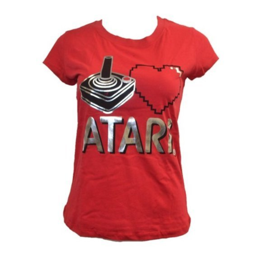 Women's Juniors Atari Retro Video Game Joystick‎ Controller Red Tee Shirt